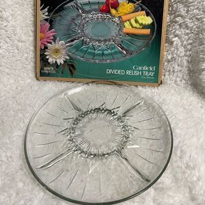 Anchor Hocking CANFIELD CLEAR Glass Diamond Design Cut Base 11" 5-PART RELISH